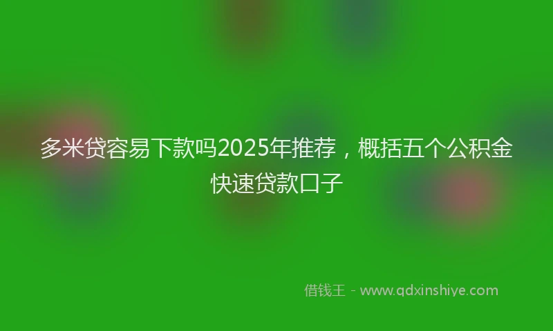 多米贷容易下款吗2025年推荐，概括五个公积金快速贷款口子