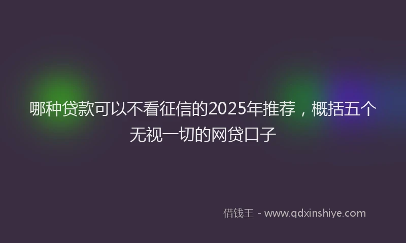 哪种贷款可以不看征信的2025年推荐，概括五个无视一切的网贷口子