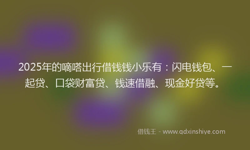 2025年的嘀嗒出行借钱钱小乐有：闪电钱包、一起贷、口袋财富贷、钱速借融、现金好贷等。