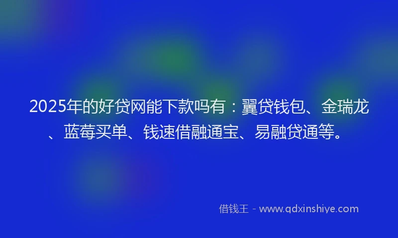2025年的好贷网能下款吗有：翼贷钱包、金瑞龙、蓝莓买单、钱速借融通宝、易融贷通等。