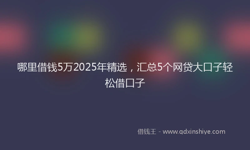 哪里借钱5万2025年精选，汇总5个网贷大口子轻松借口子