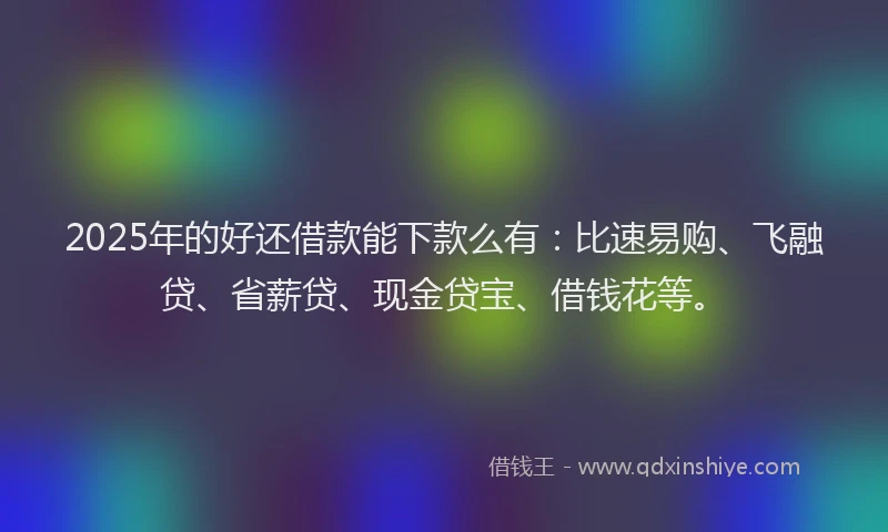 2025年的好还借款能下款么有：比速易购、飞融贷、省薪贷、现金贷宝、借钱花等。