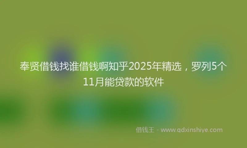 奉贤借钱找谁借钱啊知乎2025年精选，罗列5个11月能贷款的软件