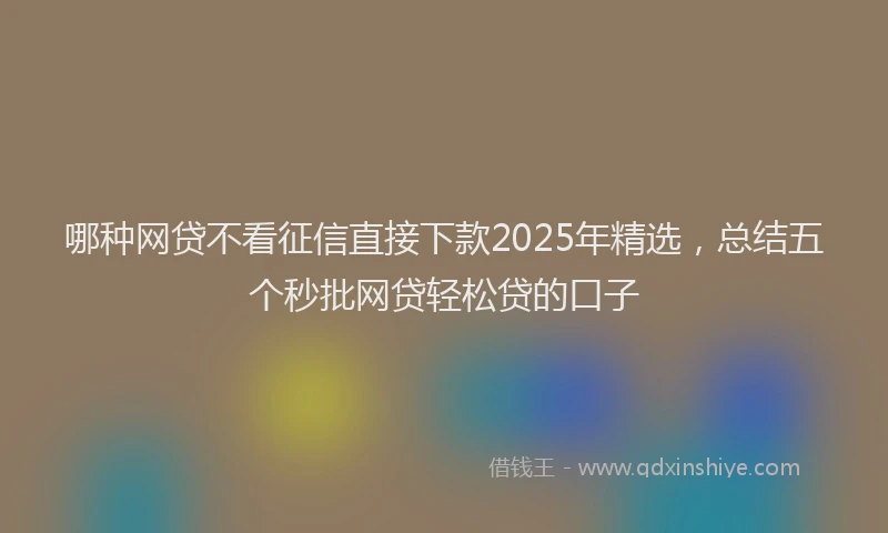 哪种网贷不看征信直接下款2025年精选，总结五个秒批网贷轻松贷的口子