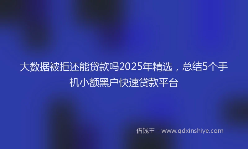 大数据被拒还能贷款吗2025年精选，总结5个手机小额黑户快速贷款平台