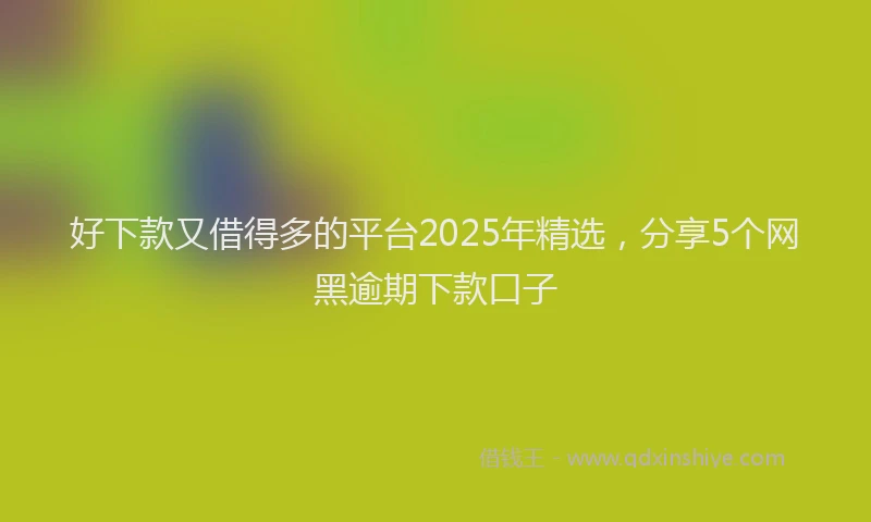 好下款又借得多的平台2025年精选，分享5个网黑逾期下款口子