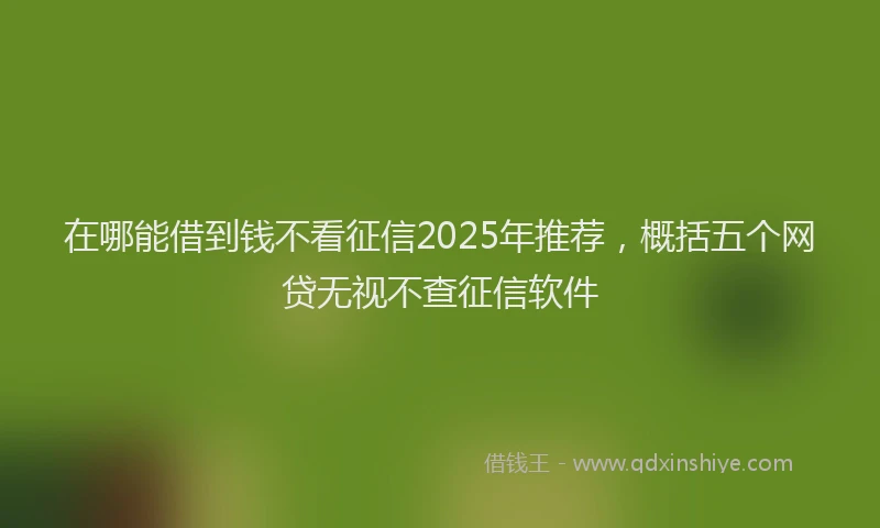 在哪能借到钱不看征信2025年推荐，概括五个网贷无视不查征信软件