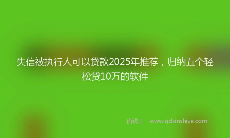 失信被执行人可以贷款2025年推荐，归纳五个轻松贷10万的软件