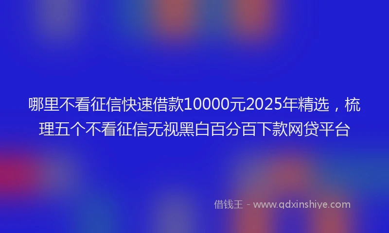 哪里不看征信快速借款10000元2025年精选，梳理五个不看征信无视黑白百分百下款网贷平台