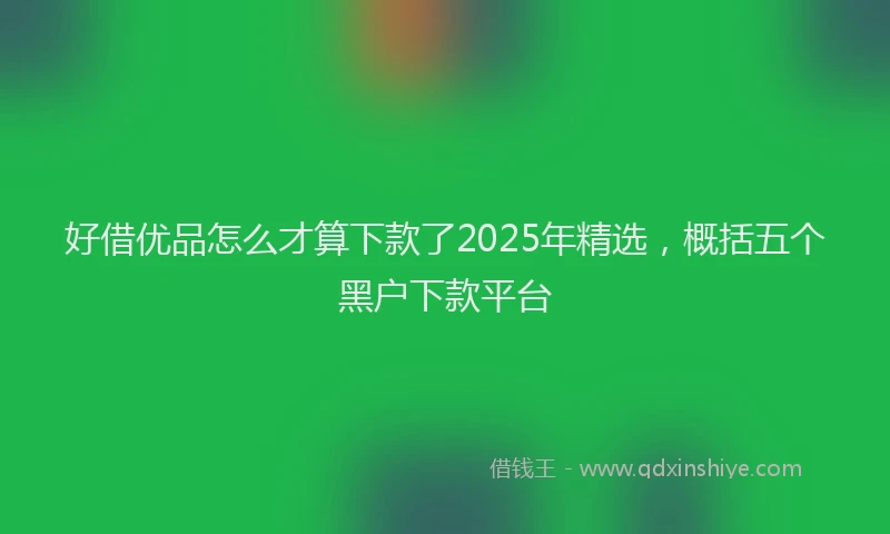 好借优品怎么才算下款了2025年精选，概括五个黑户下款平台