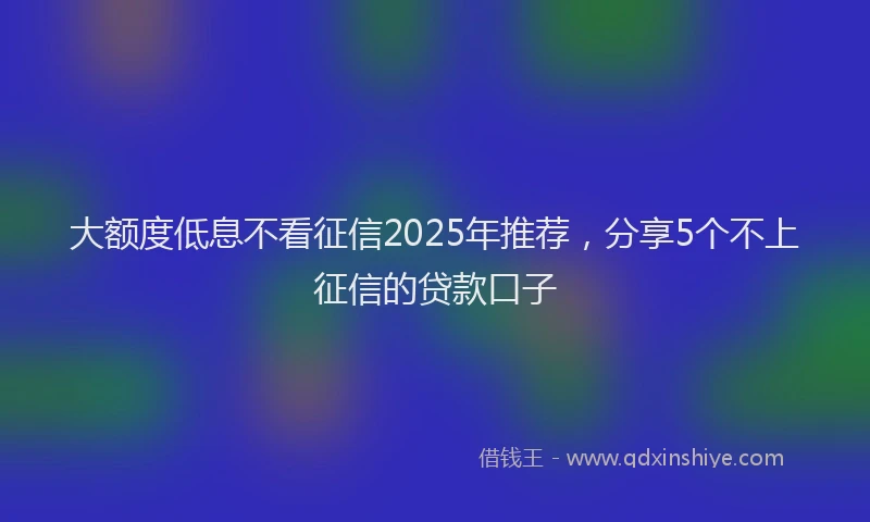 大额度低息不看征信2025年推荐，分享5个不上征信的贷款口子