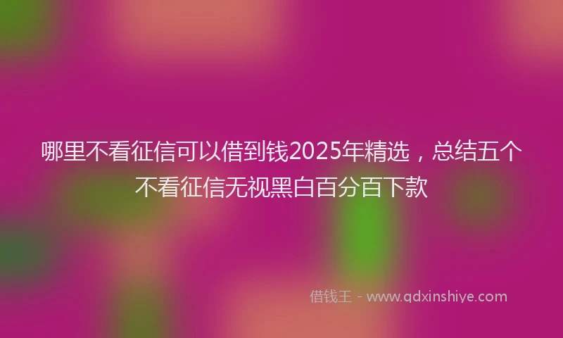 哪里不看征信可以借到钱2025年精选，总结五个不看征信无视黑白百分百下款