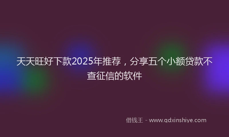 天天旺好下款2025年推荐，分享五个小额贷款不查征信的软件