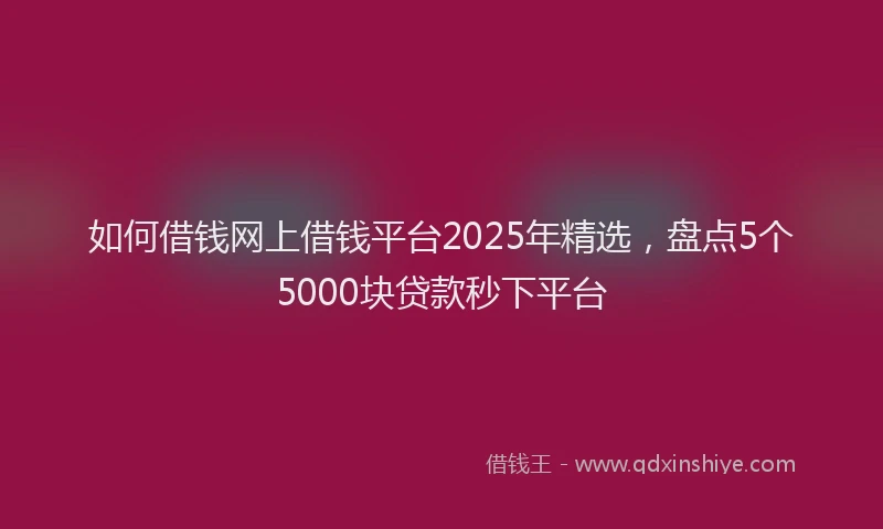 如何借钱网上借钱平台2025年精选，盘点5个5000块贷款秒下平台