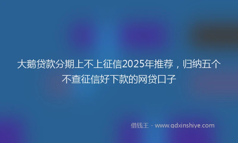 大鹅贷款分期上不上征信2025年推荐，归纳五个不查征信好下款的网贷口子