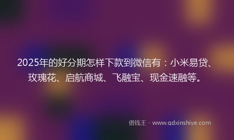 2025年的好分期怎样下款到微信有：小米易贷、玫瑰花、启航商城、飞融宝、现金速融等。