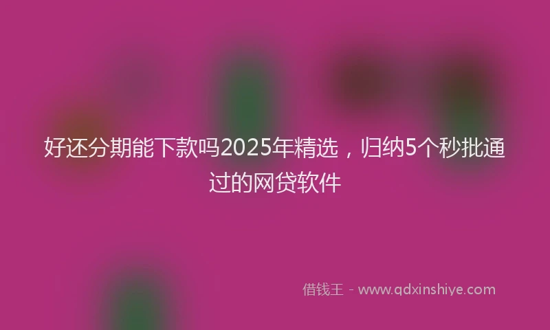 好还分期能下款吗2025年精选，归纳5个秒批通过的网贷软件