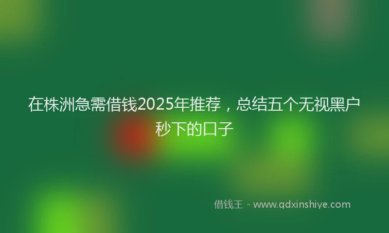 在株洲急需借钱2025年推荐，总结五个无视黑户秒下的口子
