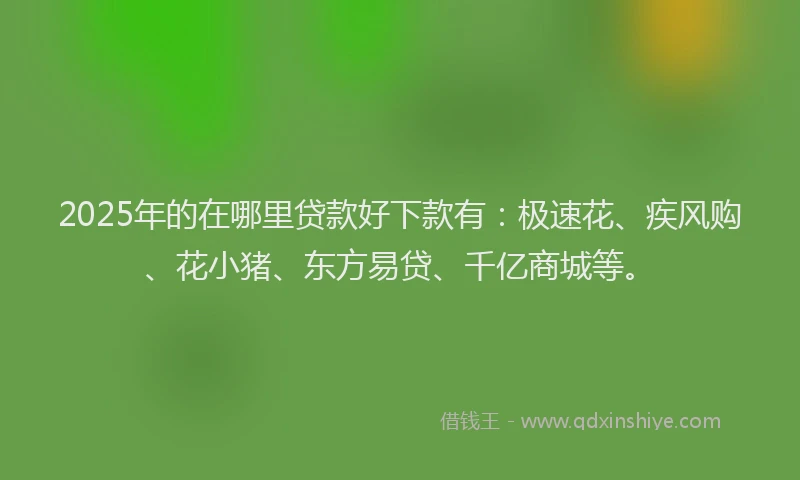 2025年的在哪里贷款好下款有：极速花、疾风购、花小猪、东方易贷、千亿商城等。