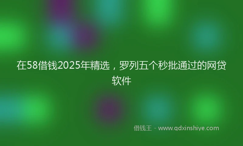 在58借钱2025年精选，罗列五个秒批通过的网贷软件