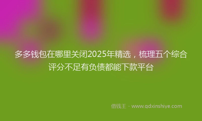 多多钱包在哪里关闭2025年精选，梳理五个综合评分不足有负债都能下款平台