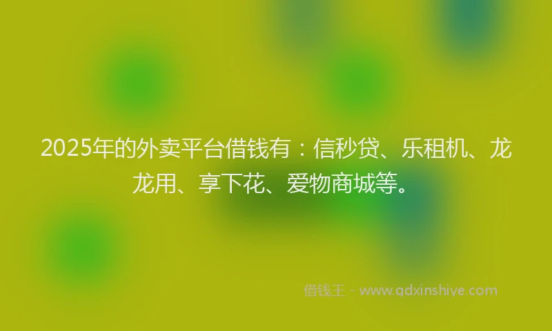 2025年的外卖平台借钱有：信秒贷、乐租机、龙龙用、享下花、爱物商城等。