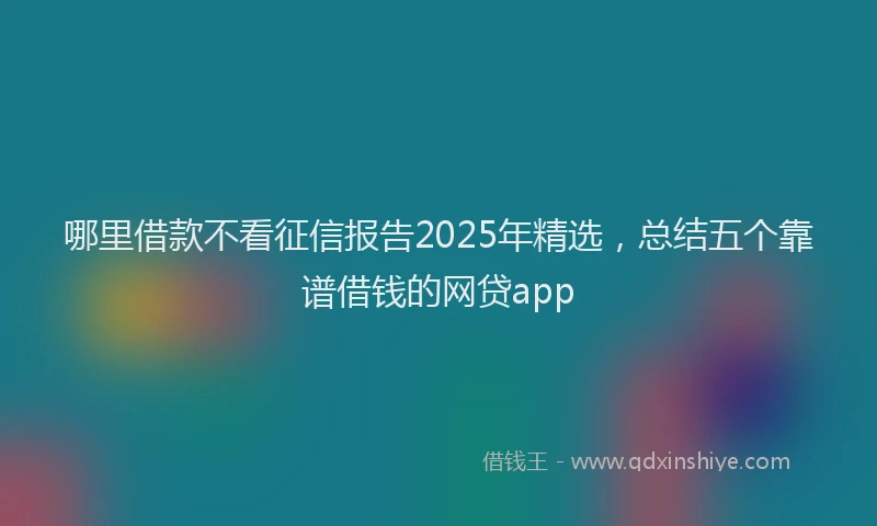 哪里借款不看征信报告2025年精选，总结五个靠谱借钱的网贷app