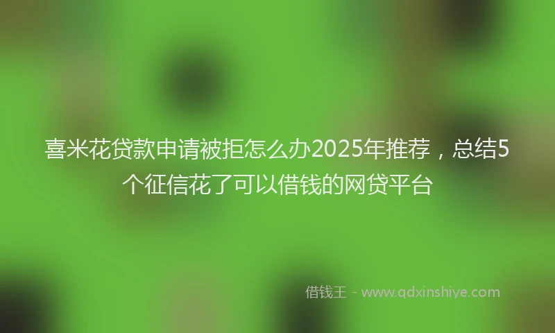 喜米花贷款申请被拒怎么办2025年推荐，总结5个征信花了可以借钱的网贷平台
