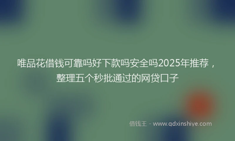 唯品花借钱可靠吗好下款吗安全吗2025年推荐，整理五个秒批通过的网贷口子