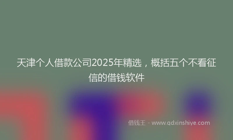 天津个人借款公司2025年精选，概括五个不看征信的借钱软件