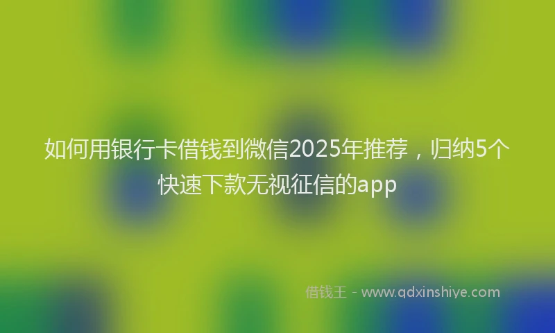 如何用银行卡借钱到微信2025年推荐，归纳5个快速下款无视征信的app