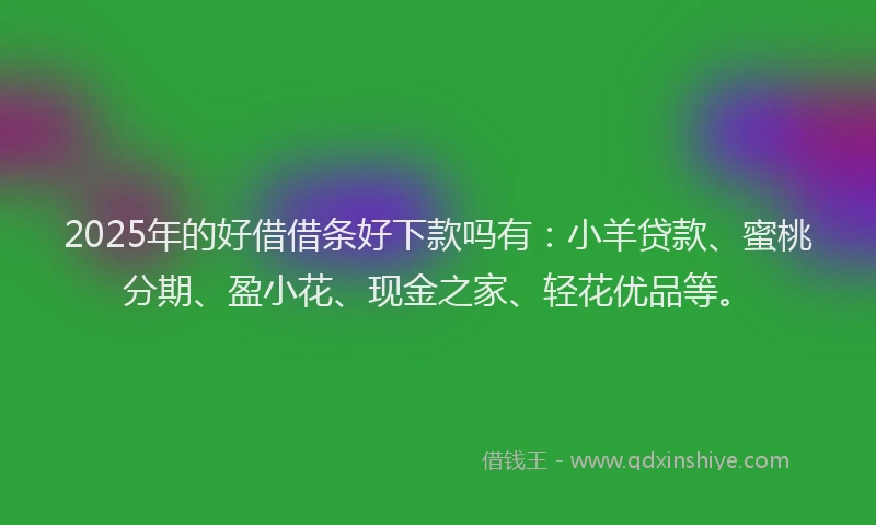 2025年的好借借条好下款吗有：小羊贷款、蜜桃分期、盈小花、现金之家、轻花优品等。