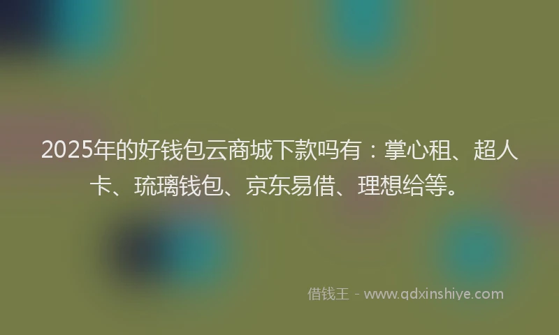 2025年的好钱包云商城下款吗有：掌心租、超人卡、琉璃钱包、京东易借、理想给等。