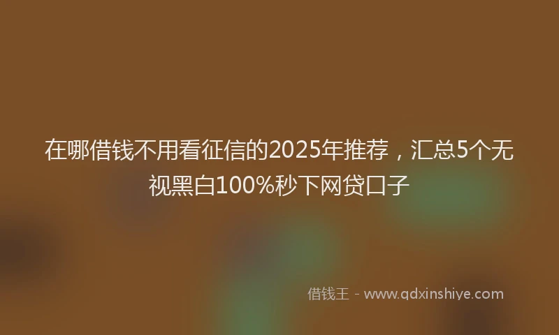 在哪借钱不用看征信的2025年推荐，汇总5个无视黑白100%秒下网贷口子