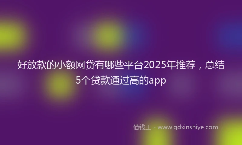 好放款的小额网贷有哪些平台2025年推荐，总结5个贷款通过高的app