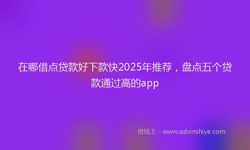 在哪借点贷款好下款快2025年推荐，盘点五个贷款通过高的app