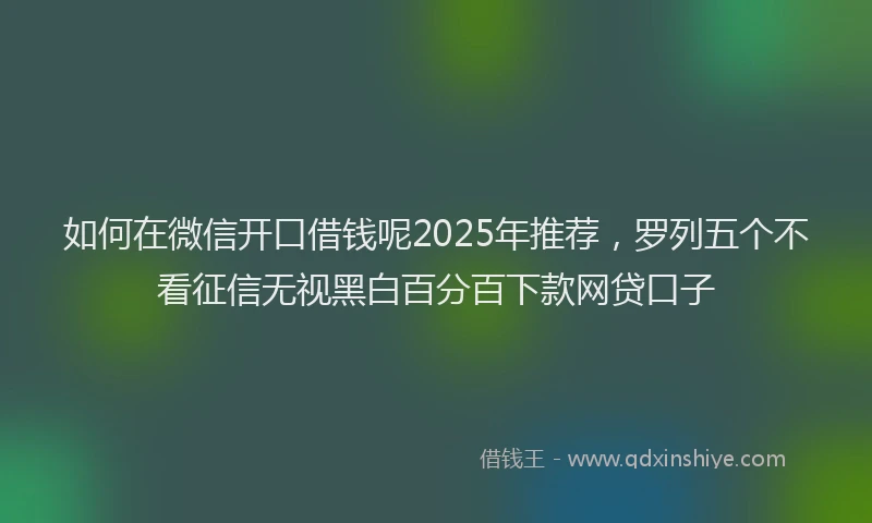 如何在微信开口借钱呢2025年推荐，罗列五个不看征信无视黑白百分百下款网贷口子
