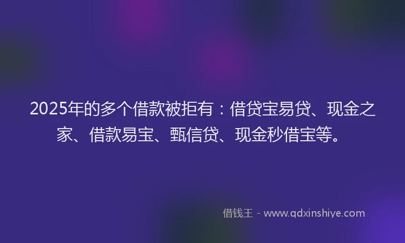 2025年的多个借款被拒有：借贷宝易贷、现金之家、借款易宝、甄信贷、现金秒借宝等。