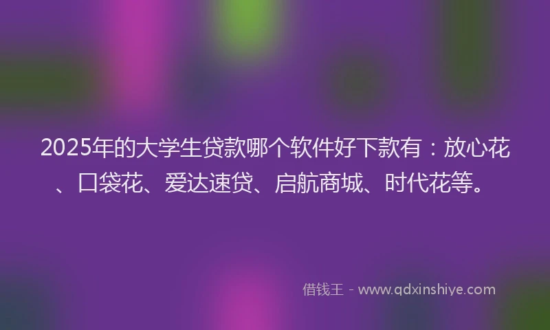 2025年的大学生贷款哪个软件好下款有：放心花、口袋花、爱达速贷、启航商城、时代花等。