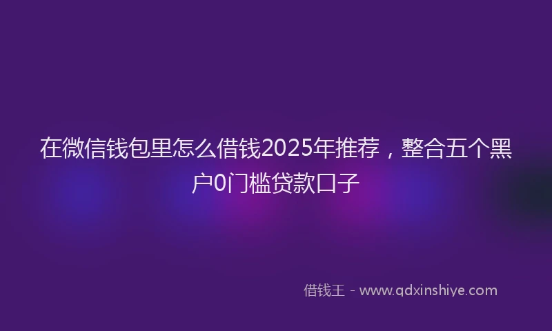 在微信钱包里怎么借钱2025年推荐，整合五个黑户0门槛贷款口子