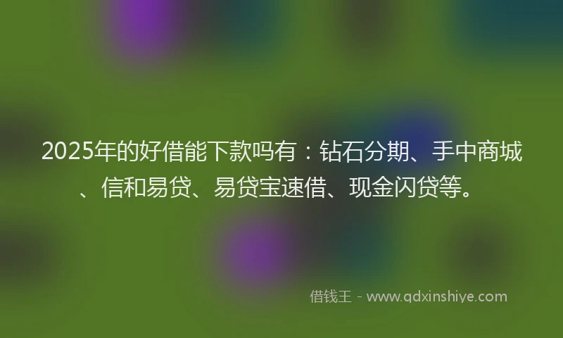 2025年的好借能下款吗有：钻石分期、手中商城、信和易贷、易贷宝速借、现金闪贷等。