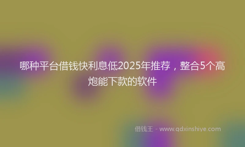 哪种平台借钱快利息低2025年推荐，整合5个高炮能下款的软件
