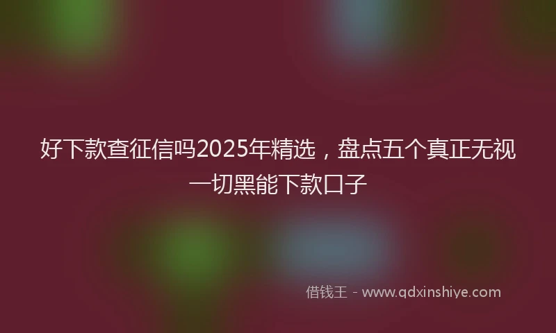 好下款查征信吗2025年精选，盘点五个真正无视一切黑能下款口子