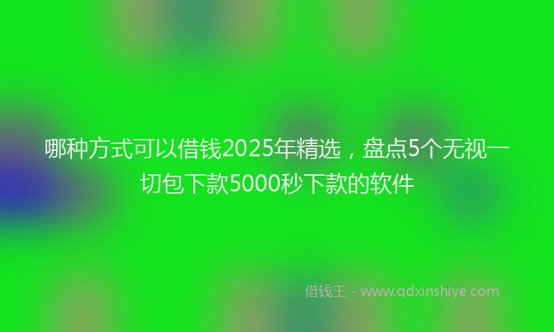 哪种方式可以借钱2025年精选，盘点5个无视一切包下款5000秒下款的软件
