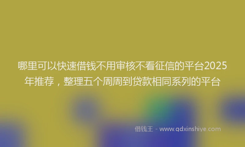 哪里可以快速借钱不用审核不看征信的平台2025年推荐，整理五个周周到贷款相同系列的平台