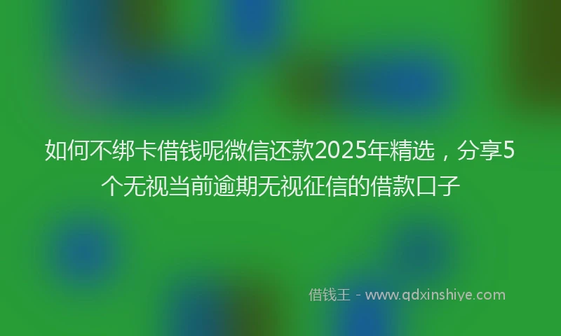 如何不绑卡借钱呢微信还款2025年精选，分享5个无视当前逾期无视征信的借款口子