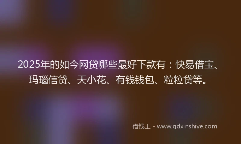 2025年的如今网贷哪些最好下款有：快易借宝、玛瑙信贷、天小花、有钱钱包、粒粒贷等。