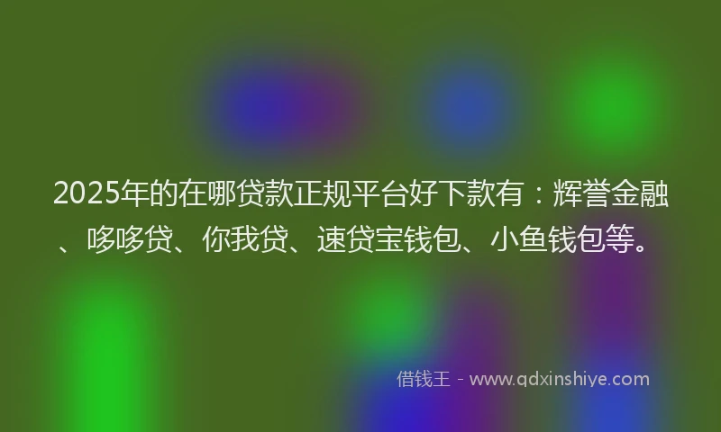 2025年的在哪贷款正规平台好下款有：辉誉金融、哆哆贷、你我贷、速贷宝钱包、小鱼钱包等。