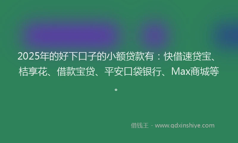 2025年的好下口子的小额贷款有：快借速贷宝、桔享花、借款宝贷、平安口袋银行、Max商城等。