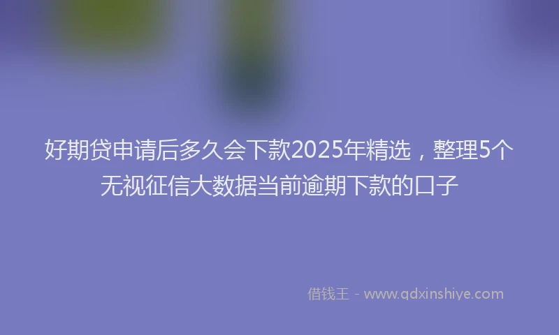 好期贷申请后多久会下款2025年精选，整理5个无视征信大数据当前逾期下款的口子